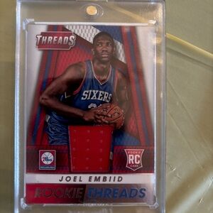Threads Rookie Joel Embiid Sixers Jersey Patch Card - Red/Blue